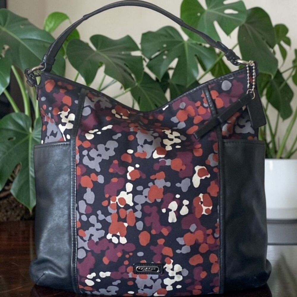 Coach Leather & Canvas Park Splatter Print Hobo Bag - EUC